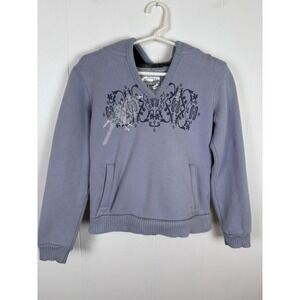 Vintage Old Navy Gray Faux Fur Hoodie Embroidered Bird Size Large‎ - 5-7Y  Girls